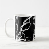 Bouquet Noir: Abstract Zwart & Wit Koffiemok (Links)