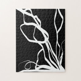 Bouquet Noir: Abstract Zwart & Wit Legpuzzel