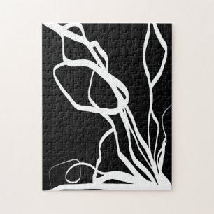 Bouquet Noir: Abstract Zwart & Wit Legpuzzel