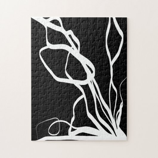 Bouquet Noir: Abstract Zwart & Wit Legpuzzel (Verticaal)