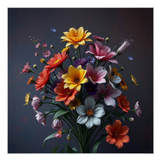 bouquet of colorful flowers perfect poster