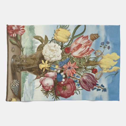 Bouquet of Flowers Ambrosius Bosschaert Fine Art Theedoek (Horizontaal)