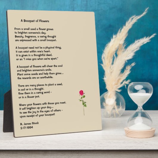 "Bouquet of Flowers" gedicht op een tafelblad Fotoplaat (Zijkant)