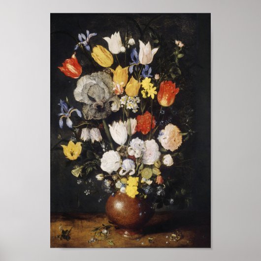 Bouquet of Flowers in een Earthenware Vase Poster (Voorkant)