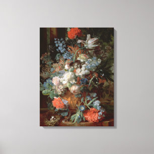 Bouquet of Flowers in een landschap Canvas Afdruk