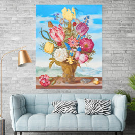 Bouquet of Flowers on a Ledge (1619) by Bosschaert Poster