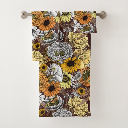 Bouquet of flowers- roses, peonies, daisien an fe bad handdoek (Insitu)