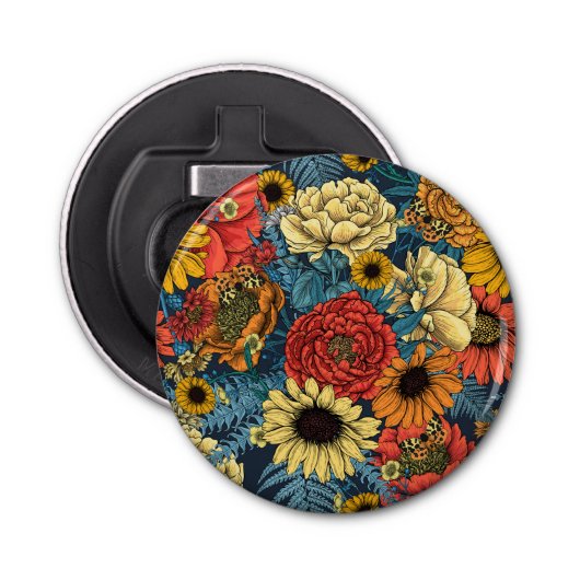 Bouquet of flowers- roses, peonies, daisien an fe button flesopener (Voorkant)