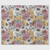 Bouquet of flowers- roses, peonies, daisien an fe cadeaupapier (Vlak)