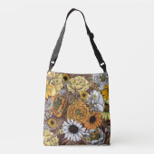 Bouquet of flowers- roses, peonies, daisien an fe crossbody tas (Achterkant)