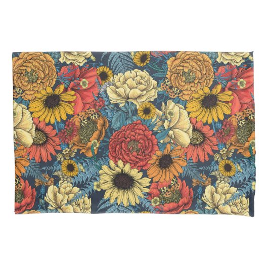 Bouquet of flowers- roses, peonies, daisien an fe kussensloop (Voorkant-Links)