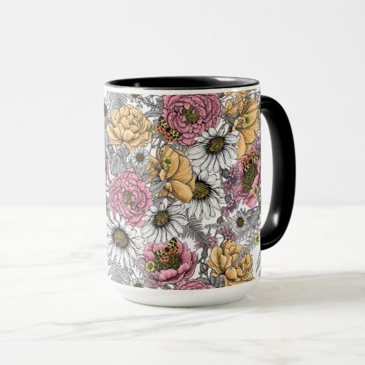 Bouquet of flowers- roses, peonies, daisien an fe mok (Voorkant rechts)