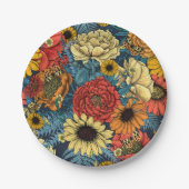 Bouquet of flowers- roses, peonies, daisien an fe papieren bordje (Voorkant)