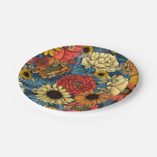 Bouquet of flowers- roses, peonies, daisien an fe papieren bordje (Gekanteld)