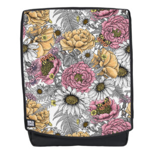 Bouquet of flowers- roses, peonies, daisien an fe rugtassen