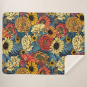 Bouquet of flowers- roses, peonies, daisien an fe sherpa deken (Voorkant (horizontaal))