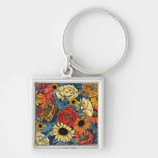 Bouquet of flowers- roses, peonies, daisien an fe sleutelhanger (Voorkant)