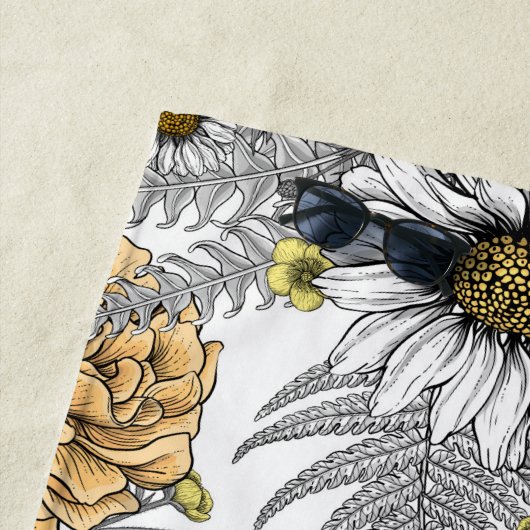 Bouquet of flowers- roses, peonies, daisien an fe strandlaken (In situ)