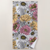 Bouquet of flowers- roses, peonies, daisien an fe strandlaken (Voorkant)