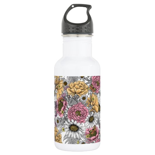 Bouquet of flowers- roses, peonies, daisien an fe waterfles  (Voorkant)