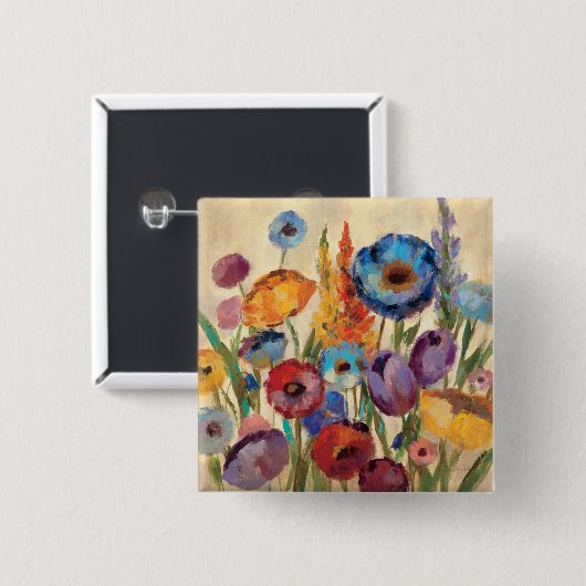 Bouquet of Flowers Vierkante Button 5,1 Cm (Voorkant /achterkant)