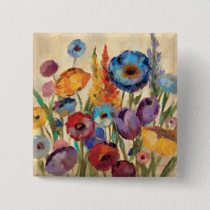Bouquet of Flowers Vierkante Button 5,1 Cm