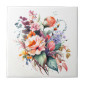 Bouquet of Meadow Flowers Waterverf keramische Teg Tegeltje (Voorkant)