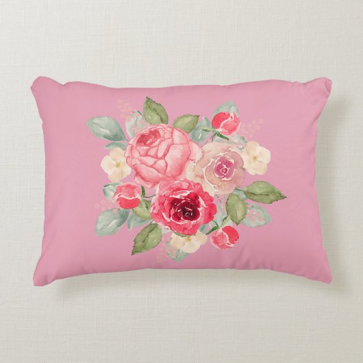 Bouquet of Painted Pink Roses Accent Kussen (Voorkant)