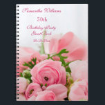 Bouquet Of Pink Roses 30th Birthday Notitieboek<br><div class="desc">Elegant personalized / personalised custom 30th birthday party celebration guest book for women and girls. Het front of these glamorous feminine birthday party guest book is a beautiful image of a bouquet of closed pink roses with some greenery, held together with a pink silk ribbon and bow. This delightful arrangement...</div>