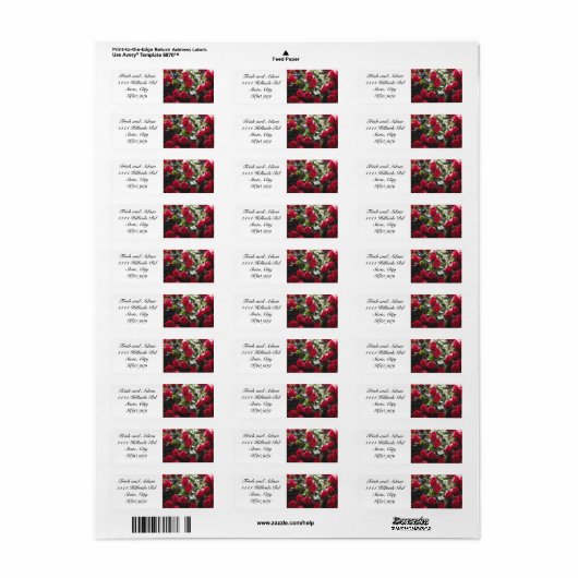 Bouquet of Rozen Return Address Labels (Full Sheet)