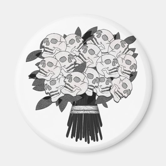 Bouquet of Skull Rozen Black & White Gothic Magneet (Voorkant)