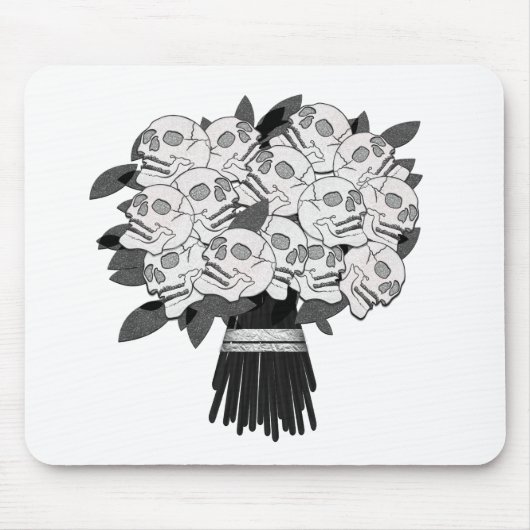 Bouquet of Skull Rozen Black & White Gothic Muismat (Voorkant)