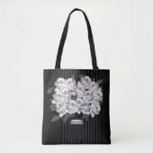 Bouquet of Skull Rozen Black & White Gothic Tote Bag (Voorkant)