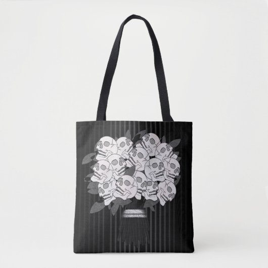 Bouquet of Skull Rozen Black & White Gothic Tote Bag (Voorkant)