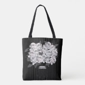 Bouquet of Skull Rozen Black & White Gothic Tote Bag (Achterkant)