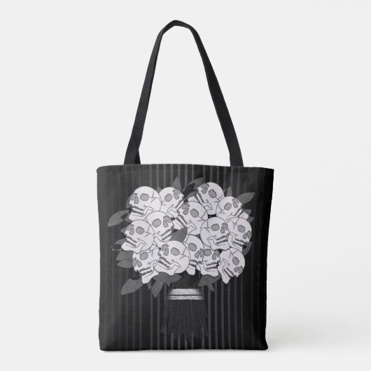 Bouquet of Skull Rozen Black & White Gothic Tote Bag (Achterkant)