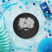 Bouquet of Skull Rozen Black & White Party Papieren Bordje (Feest)
