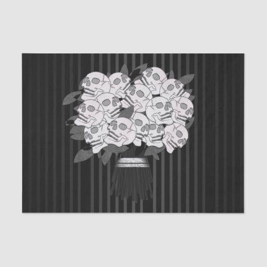 Bouquet of Skull Rozen Black & White Party Tissuepapier (Voorkant)