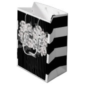 Bouquet of Skull Rozen Black & White Party Wedding Medium Cadeauzakje (Achterkant Gekanteld)