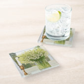 Bouquet of spring bloemen, lilies van de vallei glazen onderzetter (Schuin)