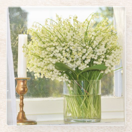 Bouquet of spring bloemen, lilies van de vallei glazen onderzetter (Voorkant)