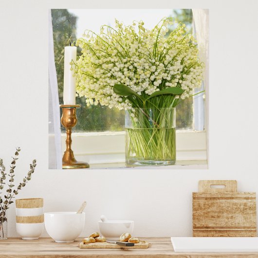 Bouquet of spring bloemen, lilies van de vallei poster (Keuken)