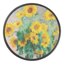 Bouquet of Sunflower Claude Monet Hockey Puck