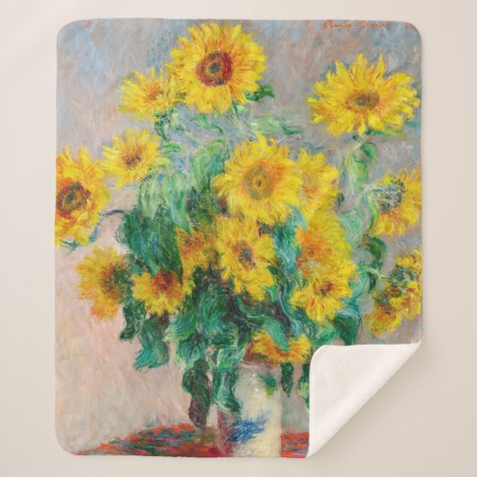Bouquet of Sunflower Claude Monet Sherpa Deken (Voorkant)