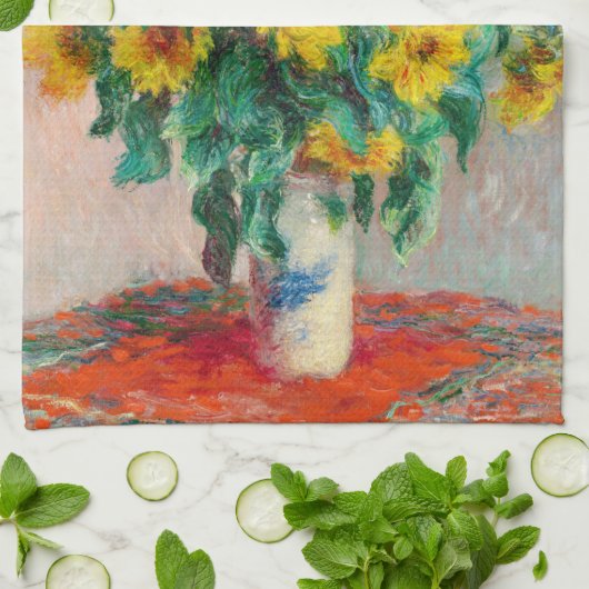 Bouquet of Sunflower Claude Monet Theedoek (Gevouwen)