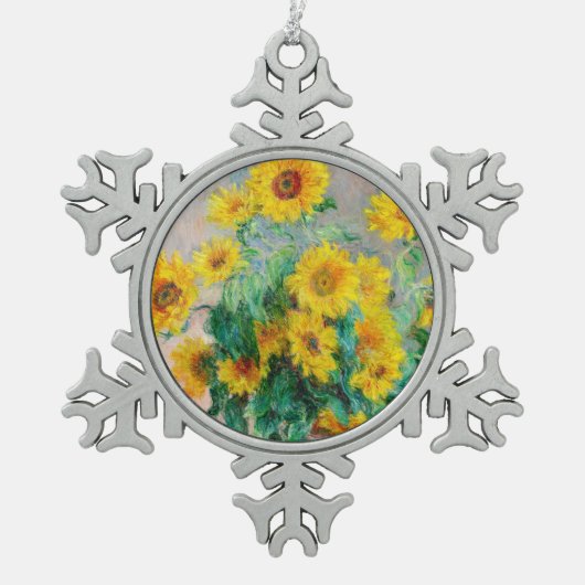 Bouquet of Sunflower Claude Monet Tin Sneeuwvlok Ornament (Voorkant)