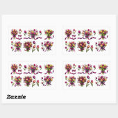 Bouquet of vibrant tulips rechthoekige sticker (Vel)