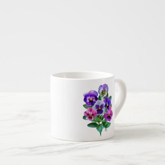 Bouquet of Violets Pansy Flower Espresso Kop (Voorkant rechts)