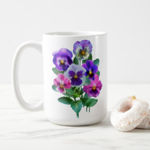 Bouquet of Violets Pansy Flower Koffiemok
