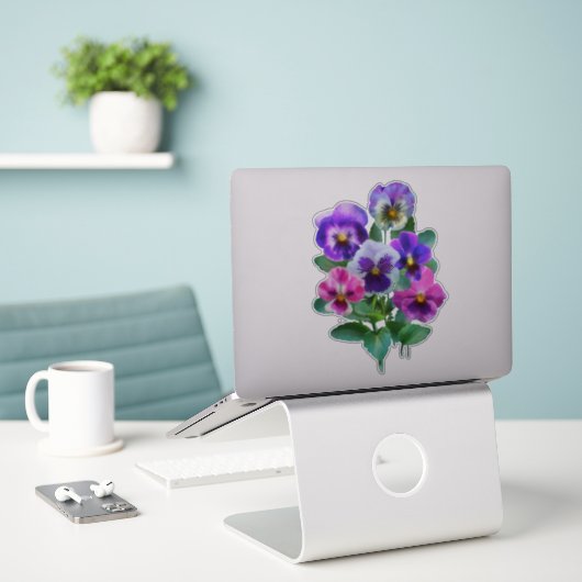 Bouquet of Violets Pansy Flower Sticker (Laptop op bureau)